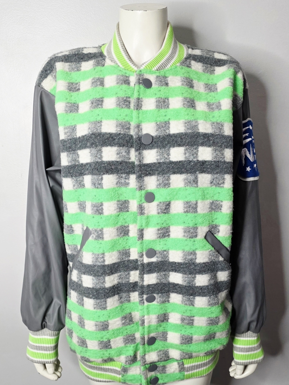 Unisex Via Delle Rose #VDR "Grigio Acido" Plaid Bomber Jacket